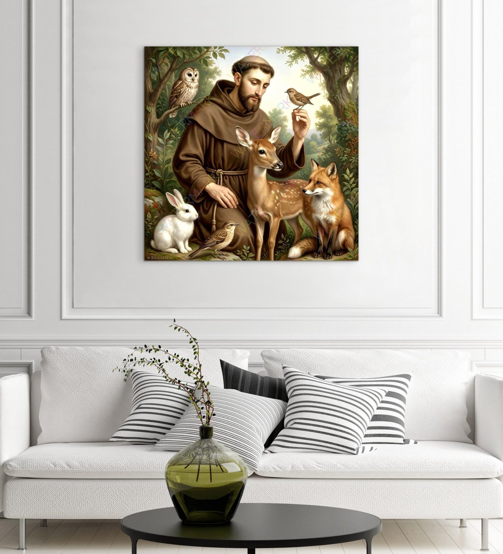 St Francis with Animals Canvas, Patron Saint Nature Catholic Wall Art - Image 4