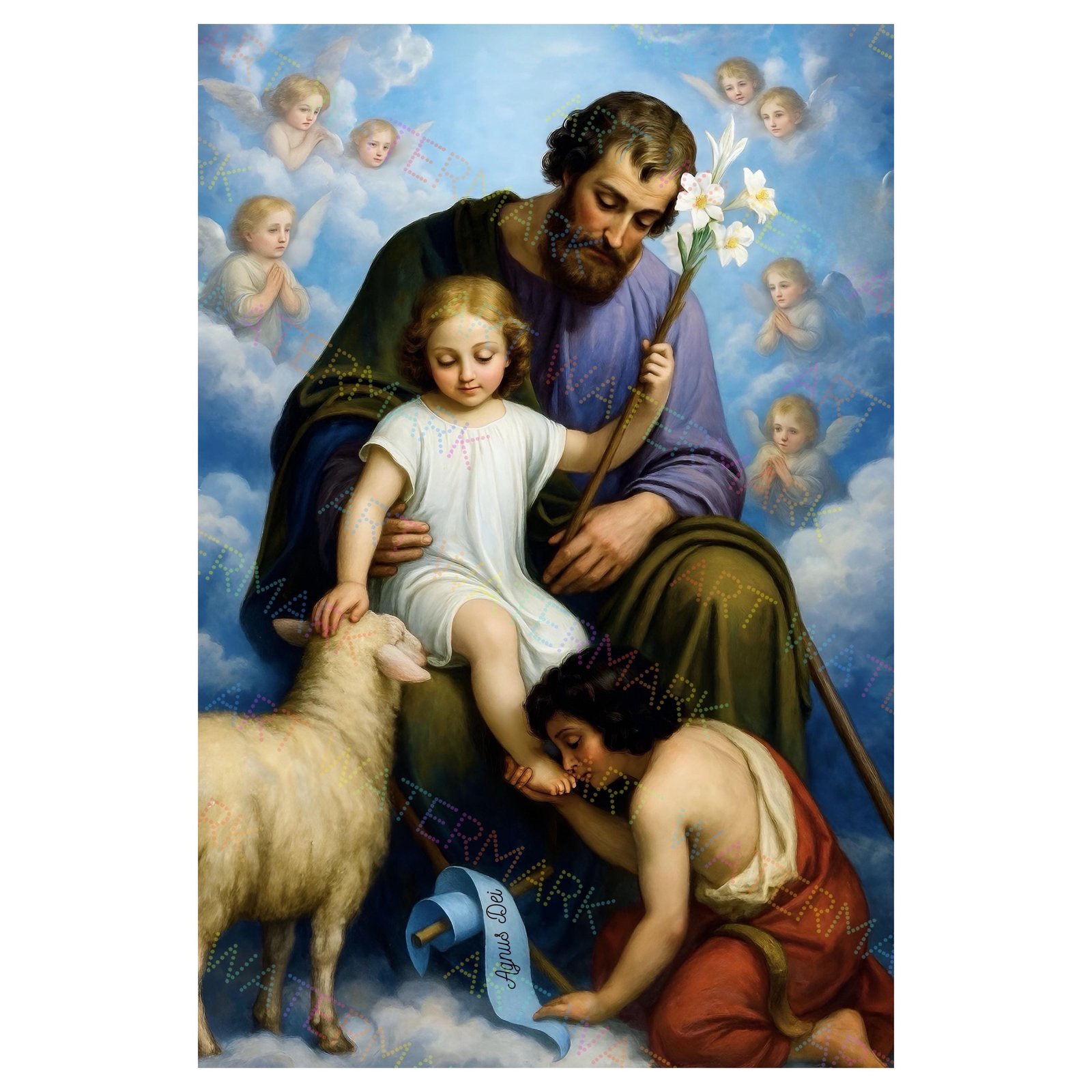 Saint Joseph and Child Jesus Canvas Art: Catholic Fine Art Print