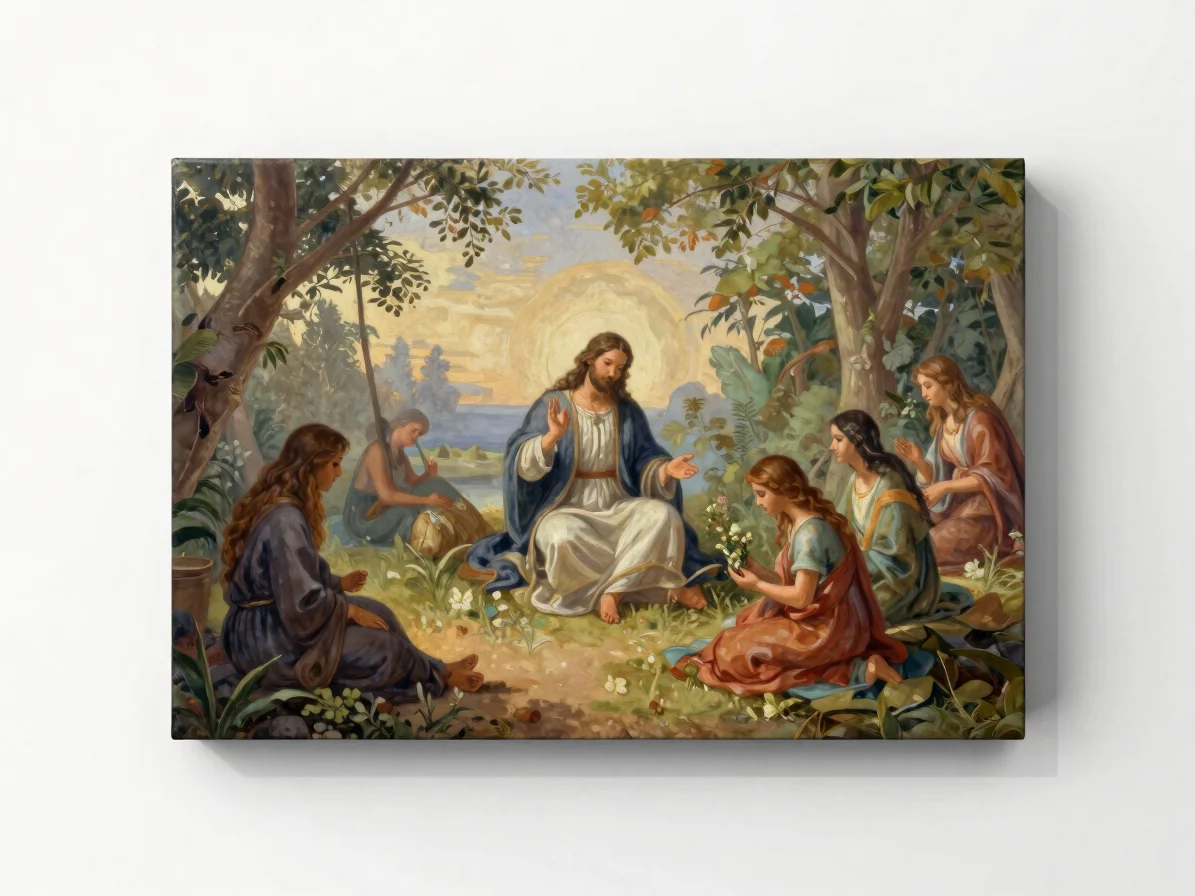 Large straight-on view of a gallery-wrapped canvas print of a dev
